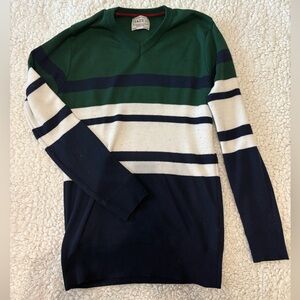 🍒4/$15 Boys Green and Navy Striped Sweater
